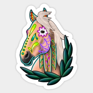 Day of the Dead Palomino Sugar Skull Horse Sticker